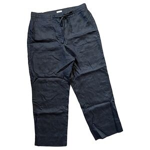 Liz Claiborne Livvy 100% Linen Pants Black Zip and Tie Waist Women’s Size 12